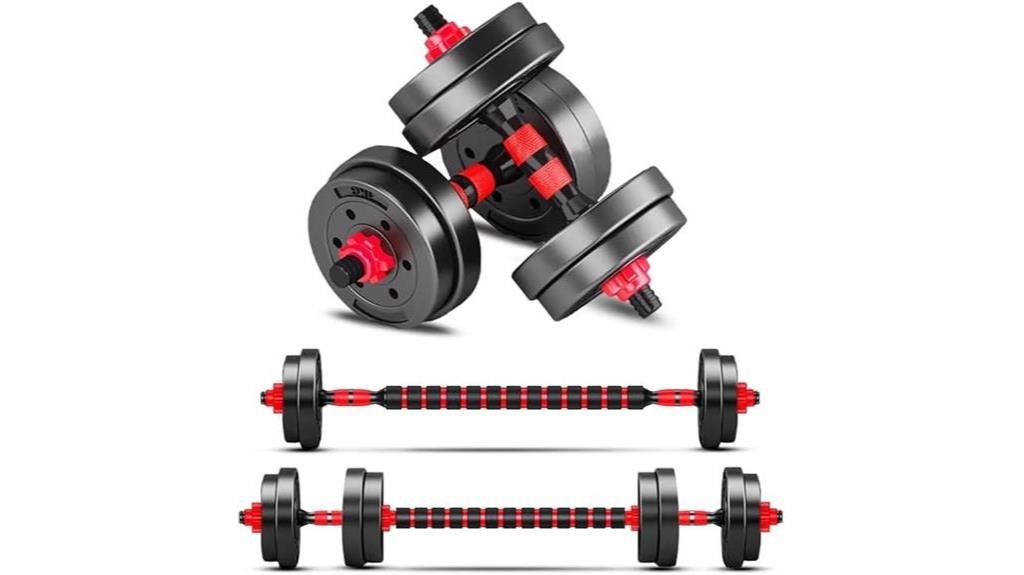 adjustable dumbbells with various weights