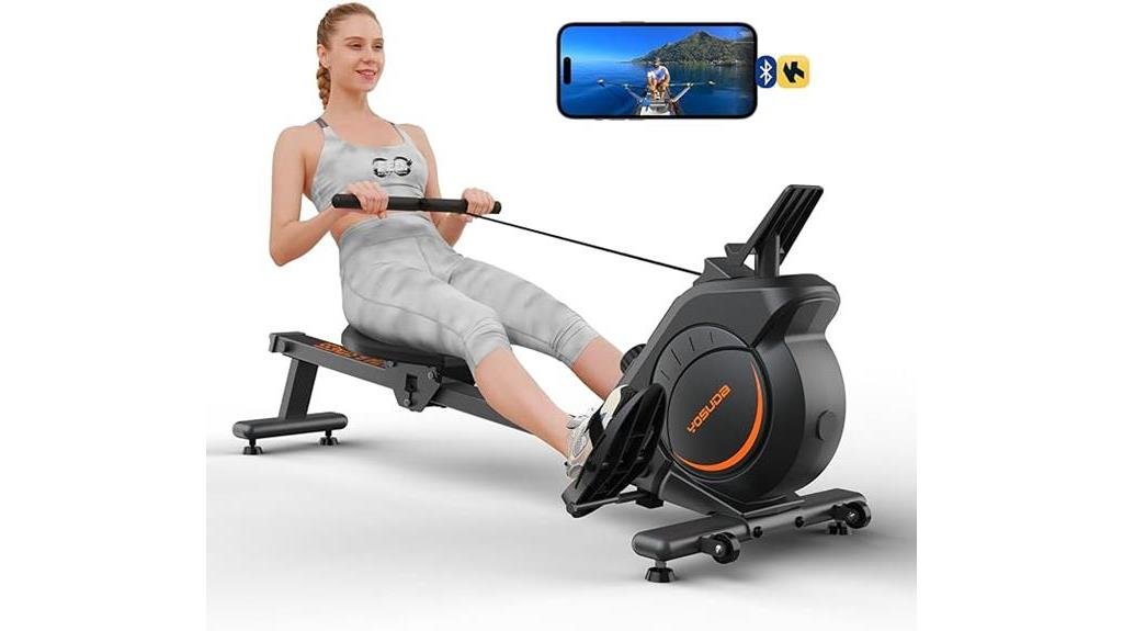 magnetic rowing machine with bluetooth and tablet holder