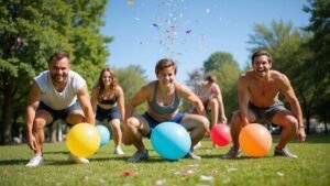 Read more about the article Balloon Pop Challenges: Squats, Lunges & Bursting Fun