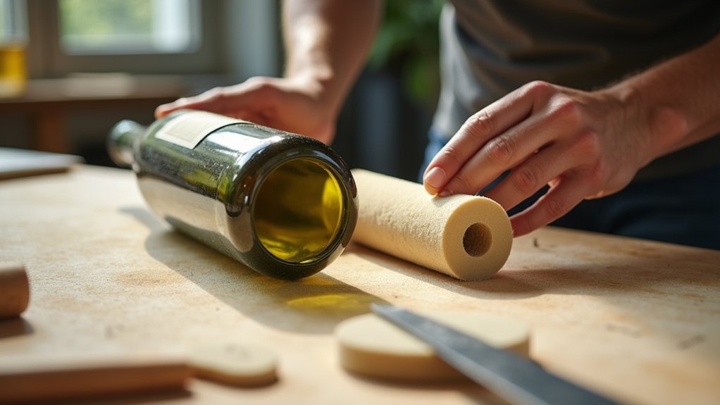 upcycled wine bottle rollers