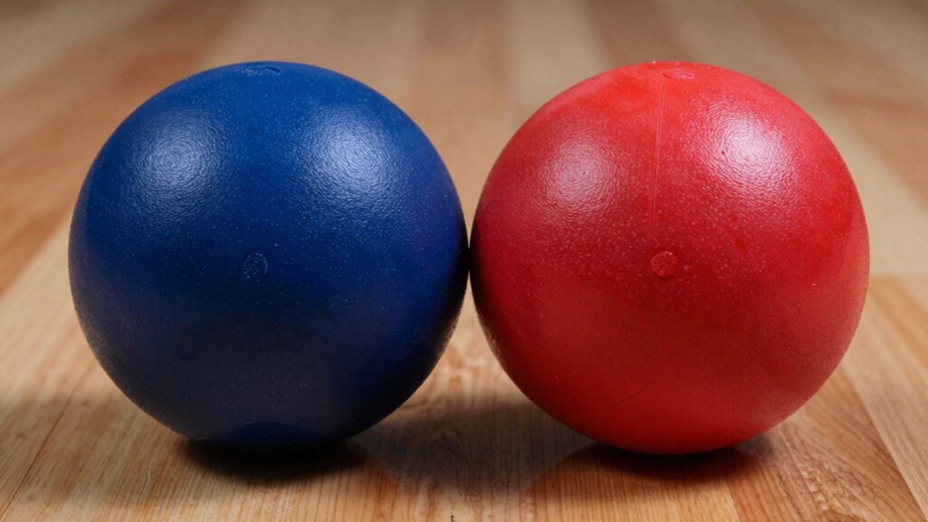 Blue and red slam balls on a wooden surface. 2 Best Slam Balls for 2026.